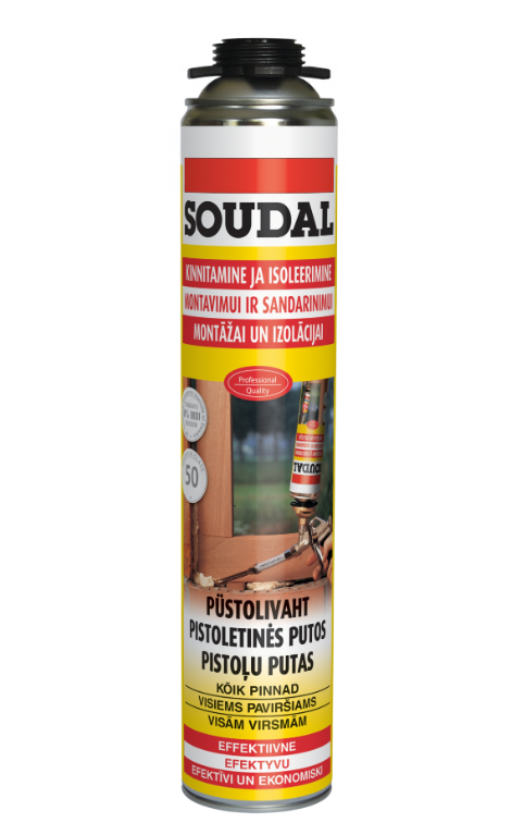 SOUDAL GUNFOAM YELLOW 50 summer 750ml montāžas putas pistolei